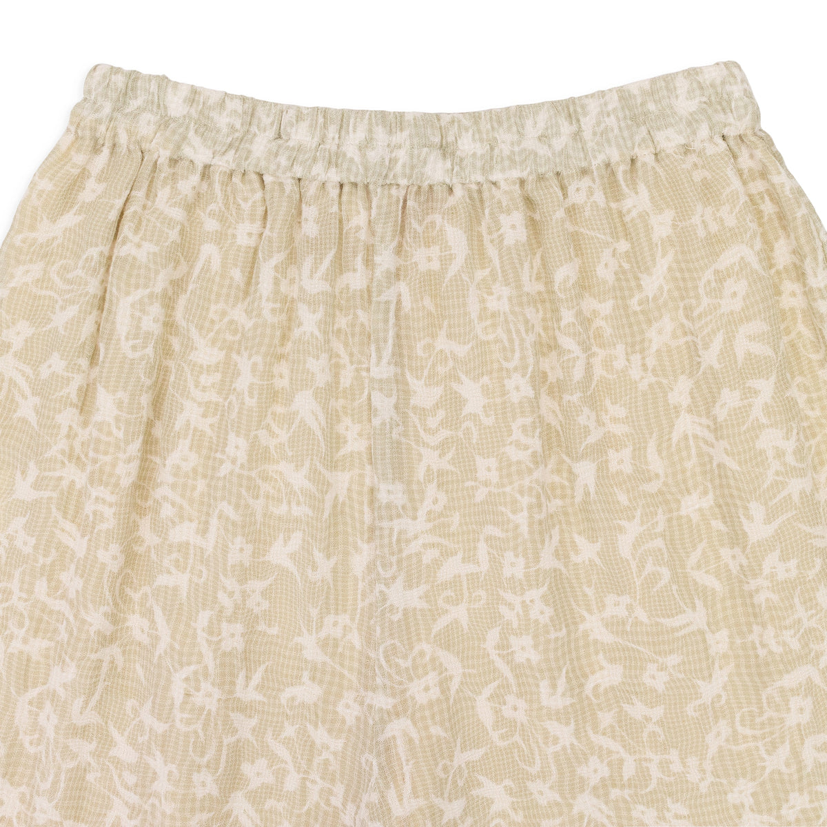 GREEN/WHITE/BEIGE WISPY FLARED LEG STRAIGHT TROUSERS