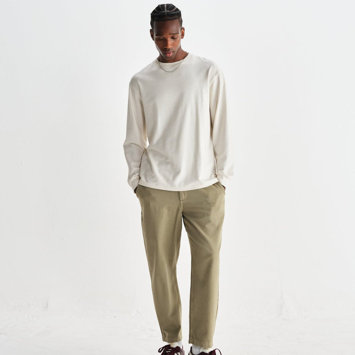 Wax London Kurt Trouser Cotton Linen Crinkle: Khaki